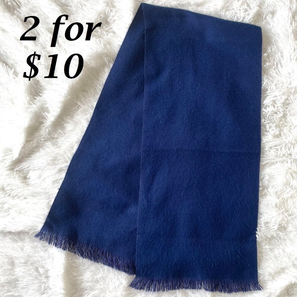 Royal Blue Winter Scarf With Fringe Unisex 52" x 11" Wide Warm Soft Accessory